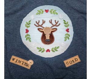 Stickdatei - Herz Kranz Weihnachten Rentier